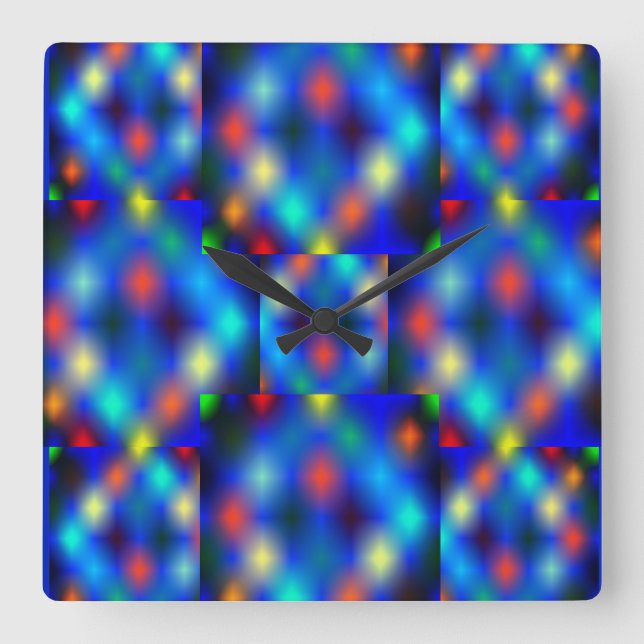 Very colorful images, distance effect, darkish. square wall clock (Front)