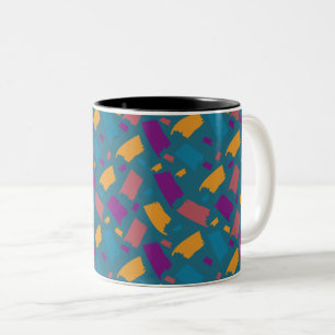 Very Colorful Uneven Pattern Two-Tone Coffee Mug