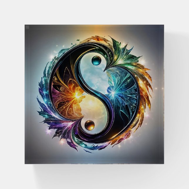 Very colorful Yin Yang Paperweight (Front)