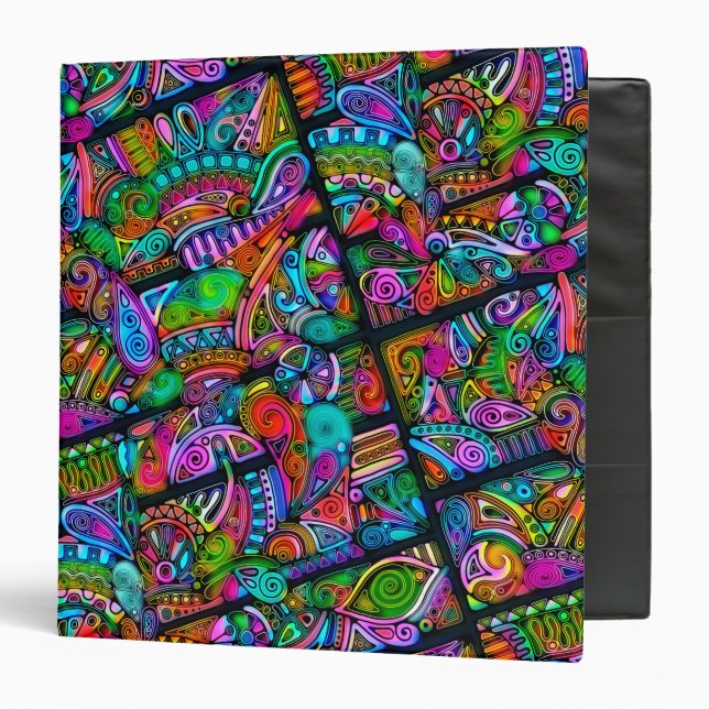 Very colorfully abstract forms art 10 3 ring binder (Front/Inside)
