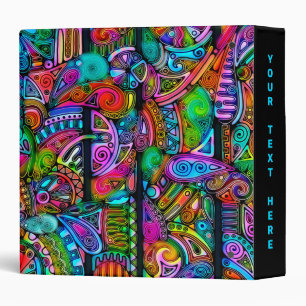 Very colorfully abstract forms art 10 3 ring binder