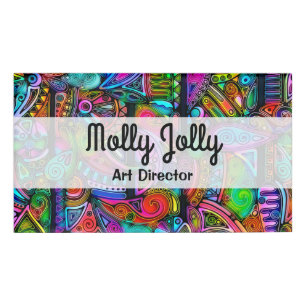 Very colorfully abstract forms art 10 name tag