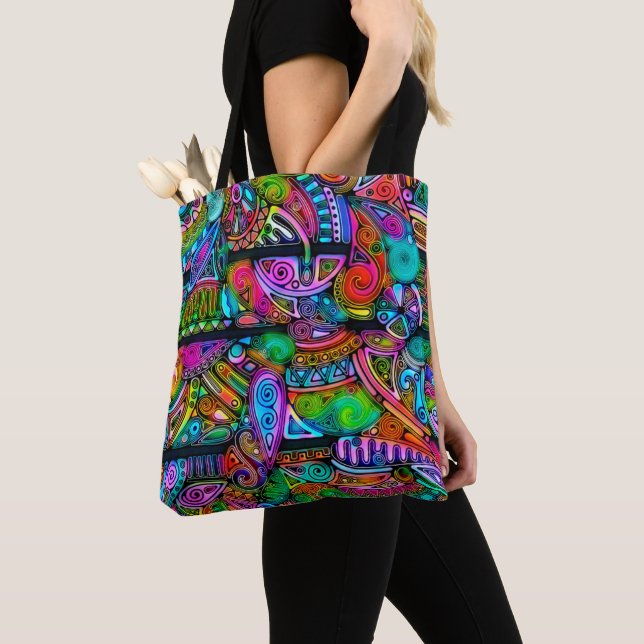 Very colorfully abstract forms art 10 tote bag (Close Up)