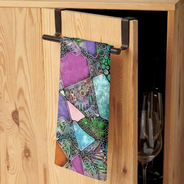 Very colorfully abstract forms art 11 kitchen towel (Thirds Fold)
