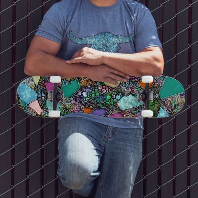 Very colorfully abstract forms art 11 skateboard (Outdoor 3)