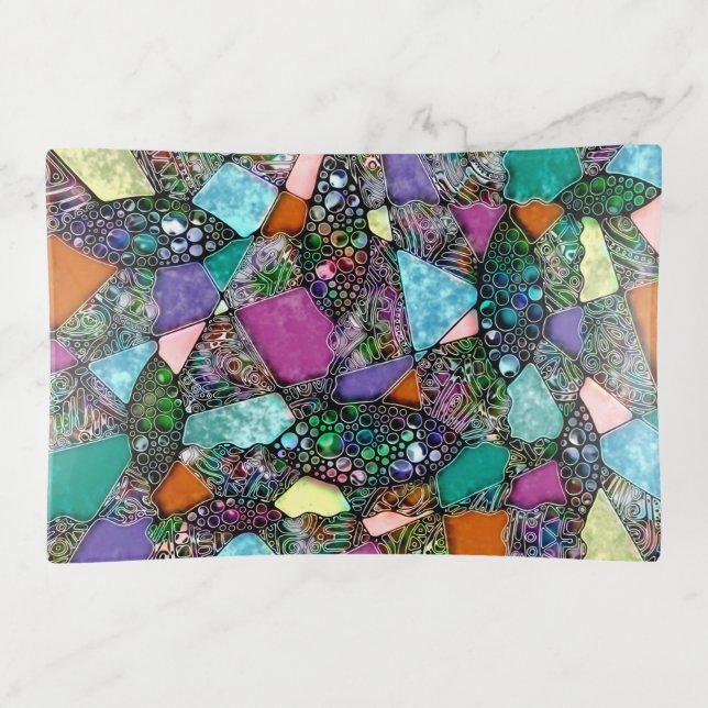 Very colorfully abstract forms art 11 trinket tray (Front)