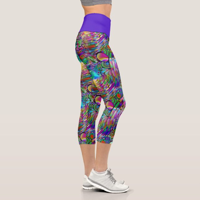Very colorfully abstract forms art 1 capri leggings (Right)