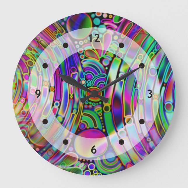 Very colorfully abstract forms art 1 large clock (Front)