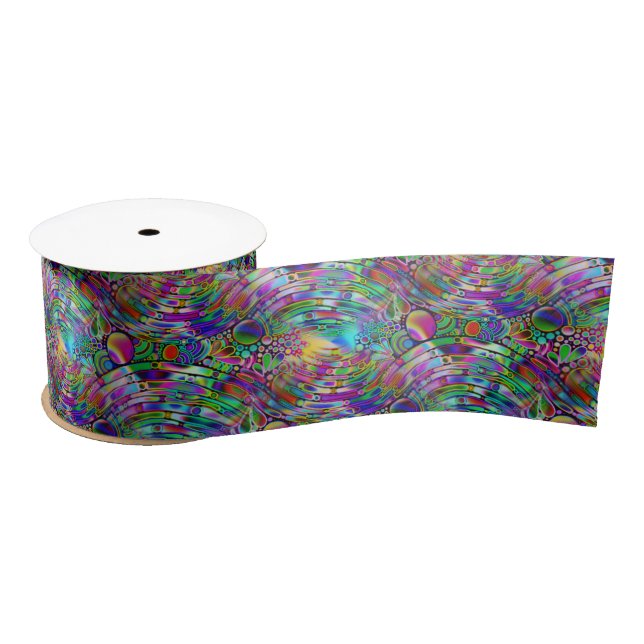 Very colorfully abstract forms art 1 satin ribbon (Spool)