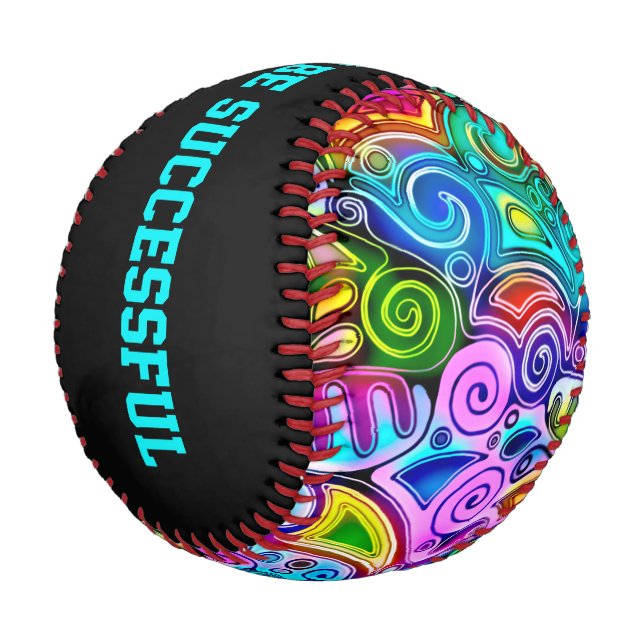 Very colorfully abstract forms art 9 baseball (Angled)