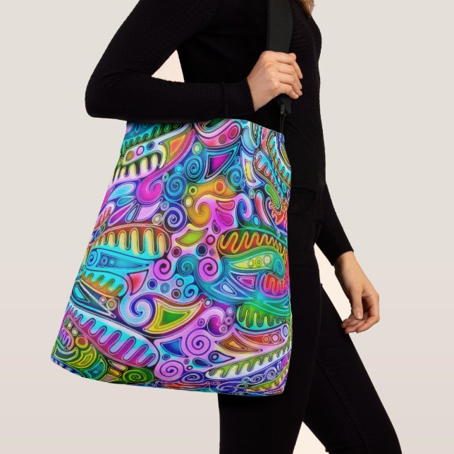 Very colorfully abstract forms art 9 crossbody bag (Close Up)