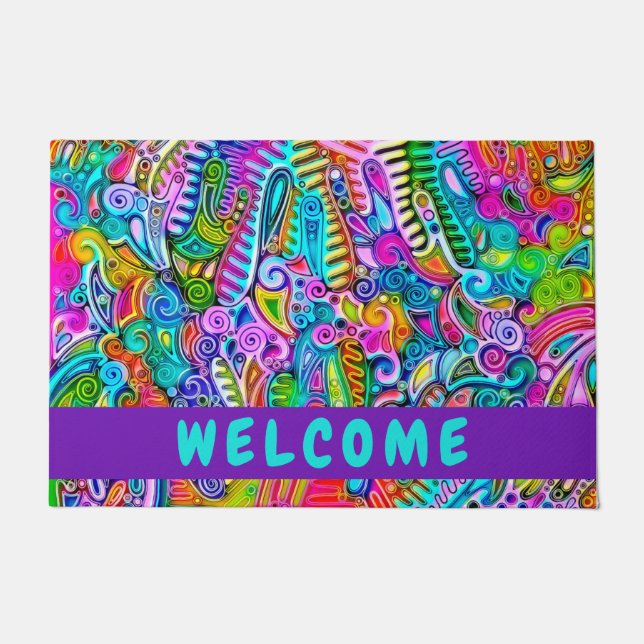 Very colorfully abstract forms art 9 doormat (Front)