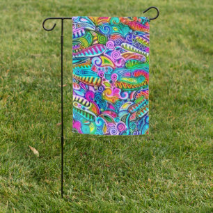 Very colorfully abstract forms art 9 garden flag