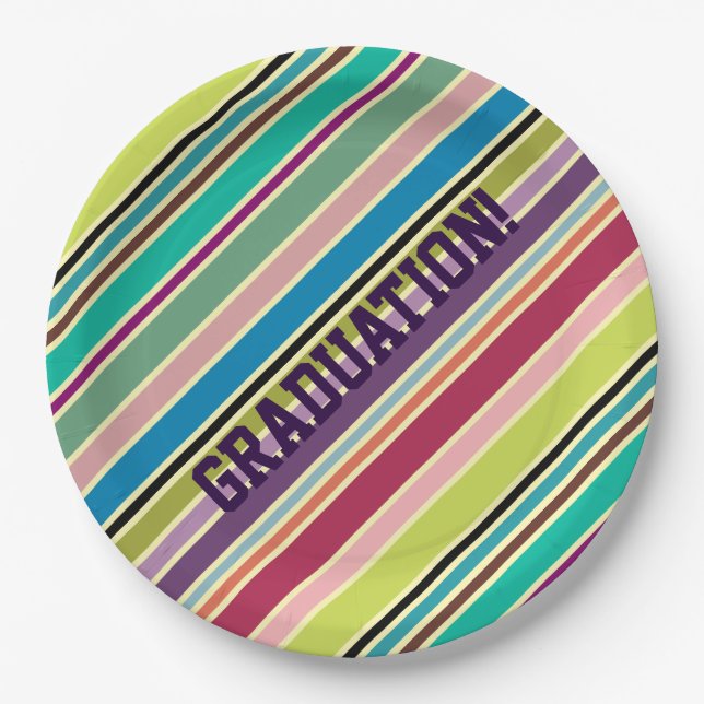 Very Colourful Stripe Paper Plates (Front)