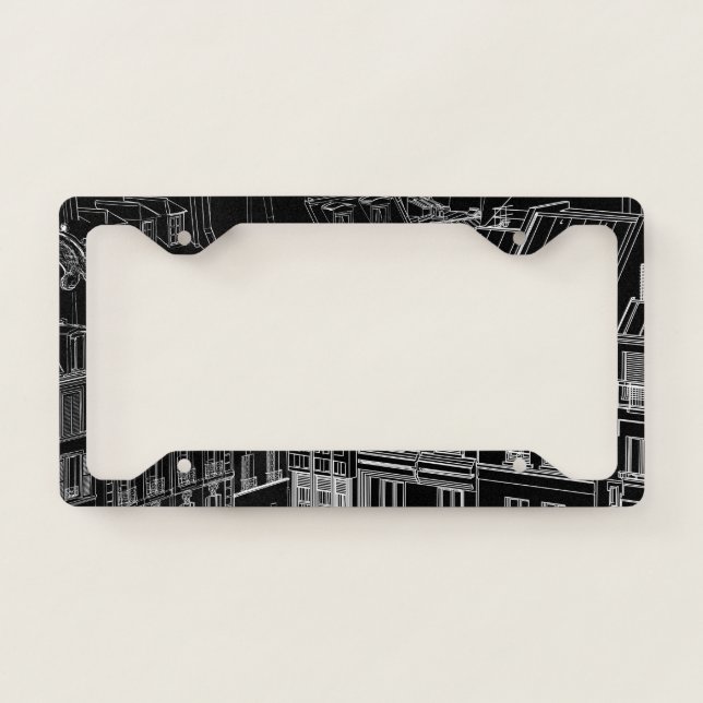 Very Cool Abstract Downtown License Plate Frame (Front)