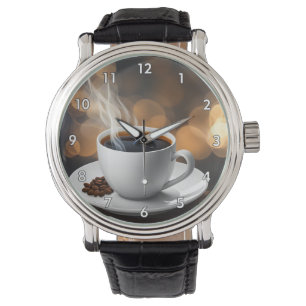 Very Cool AI Generated Cup of Steaming Coffee Watch