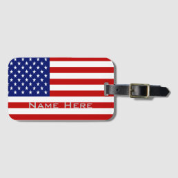 Very Cool American Flag With Monogram Luggage Tag