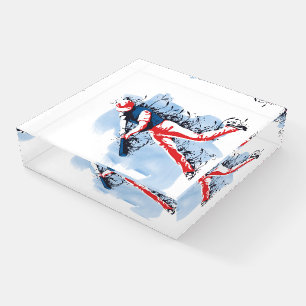Very Cool and Colorful Baseball Player Swinging Paperweight