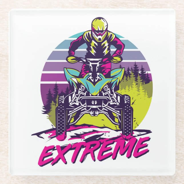 Very Cool and Colorful Extreme ATV Glass Coaster (Front)