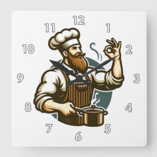 Very Cool and Colorful Perfect Chef Square Wall Clock