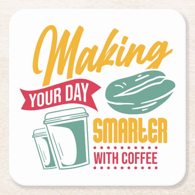Very Cool and Cute Coffee or Java Square Paper Coaster (Front)