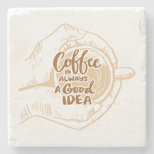 Very Cool and Cute Coffee or Java Stone Coaster (Front)