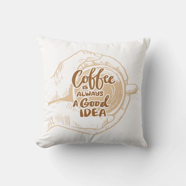 Very Cool and Cute Coffee or Java Throw Pillow (Front)