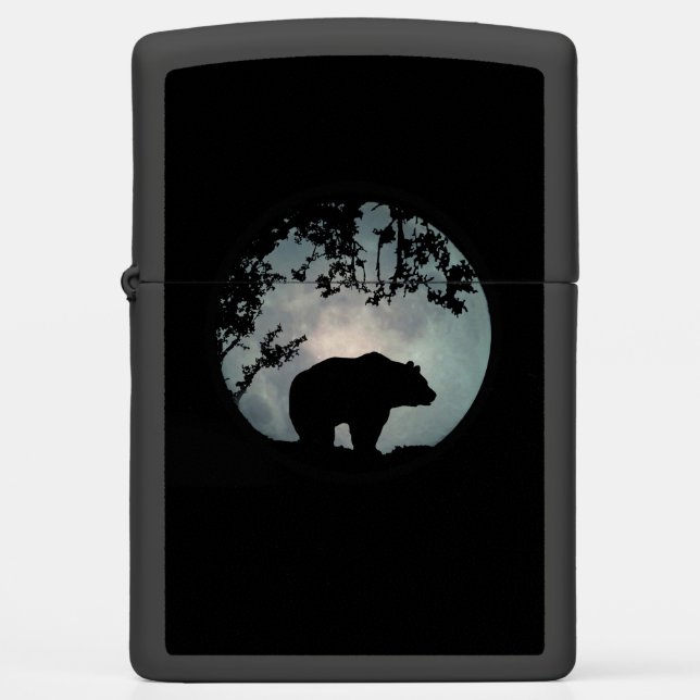 Very Cool Bear and Moon Zippo Lighter (Front)