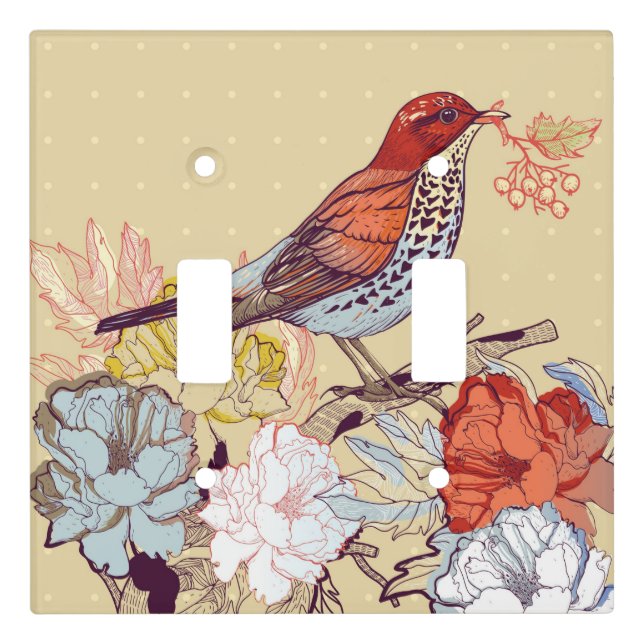 Very Cool Bird Sketch Double Switch Plate (Front)