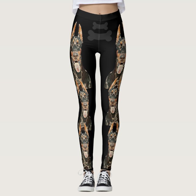 Very Cool Black Doberman Pinscher Leggings (Front)