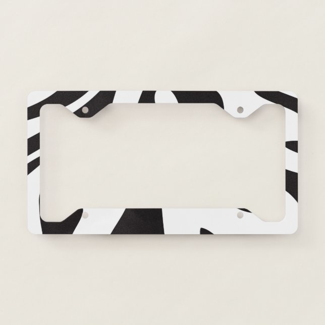 Very Cool Black Zebra License Plate Frame (Front)