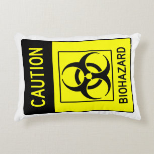 Very Cool CAUTION BIOHAZARD Sign Accent Pillow