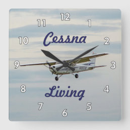 Very Cool Cessna Living Airplane Square Wall Clock