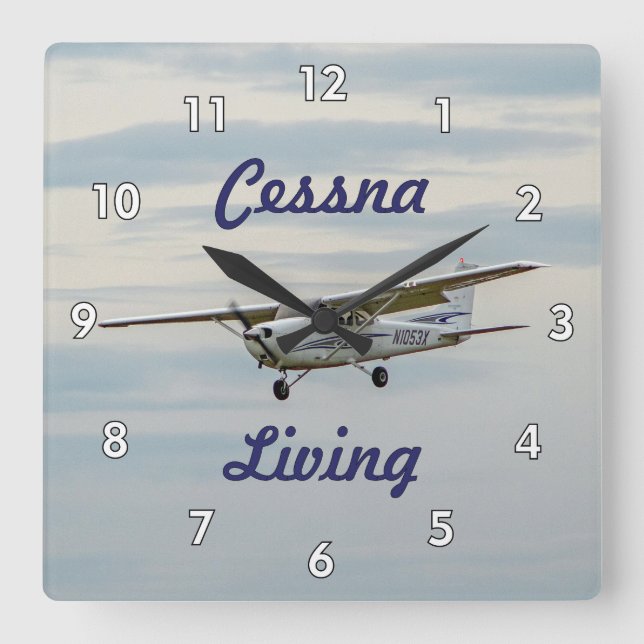 Very Cool Cessna Living Airplane Square Wall Clock (Front)