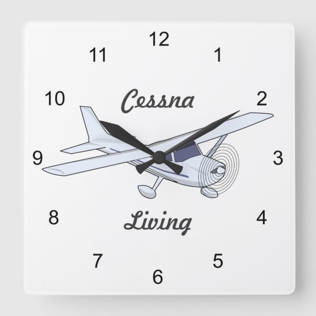 Very Cool Cessna Living Airplane Square Wall Clock (Front)
