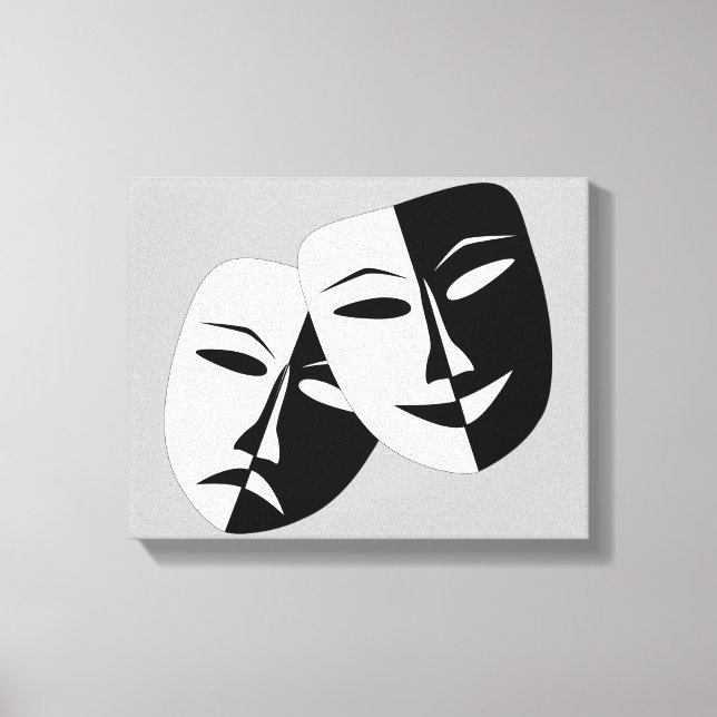 Very Cool Comedy and Tragedy Theater Masks Canvas Print (Front)