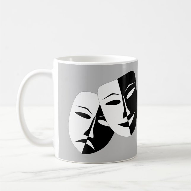Very Cool Comedy and Tragedy Theater Masks Coffee Mug (Left)
