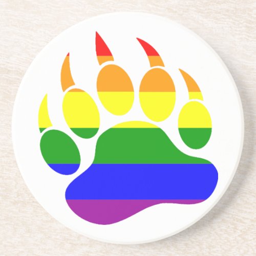 Very Cool Gay Bear Claw Rainbow Flag Drink Coaster