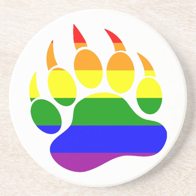 Very Cool Gay Bear Claw Rainbow Flag Drink Coaster (Front)