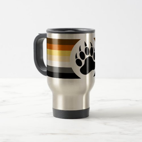 Very Cool Gay Bear Pride Flag Bear Paw Travel Mug