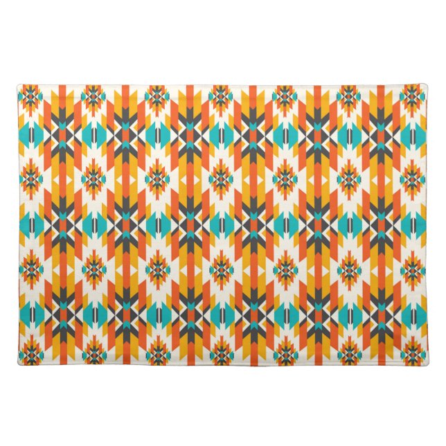 Very Cool Geometric Oriental Style Pattern Cloth Placemat (Front)
