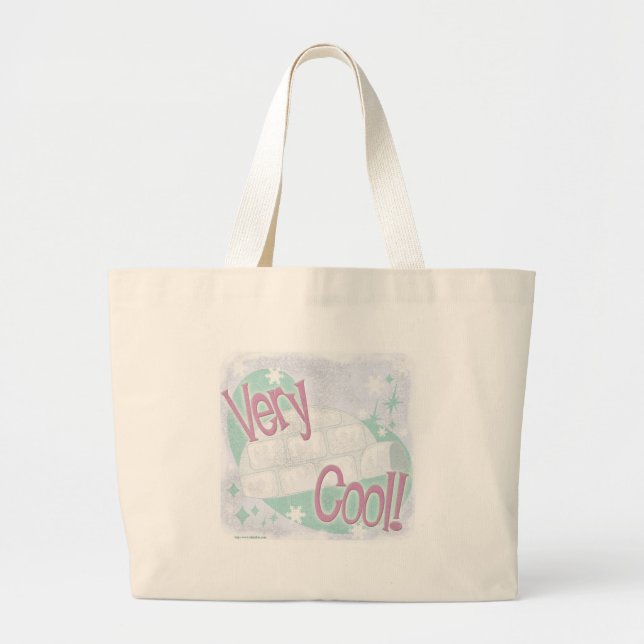 Very Cool Igloo Cartoon Slogan illustration Large Tote Bag (Front)