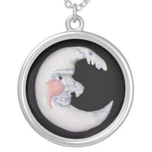 Very Cool Man On The Moon Round Figure Necklace