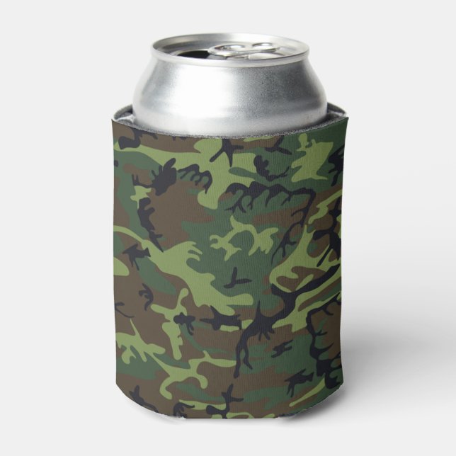 Very Cool Military Style woodland Green Camo Can Cooler (Can Front)