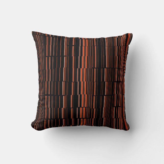 Very Cool Modern Orange Striped Throw Pillow (Front)