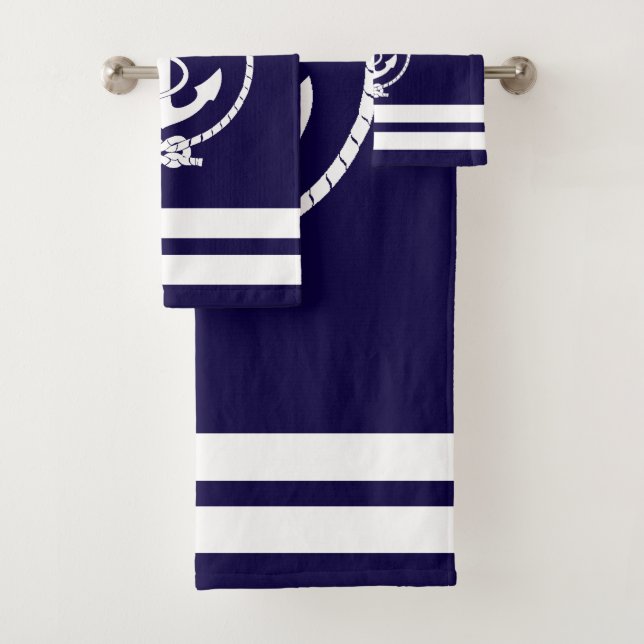 Very Cool Nautical Anchor Pattern Bath Towel Set (Insitu)