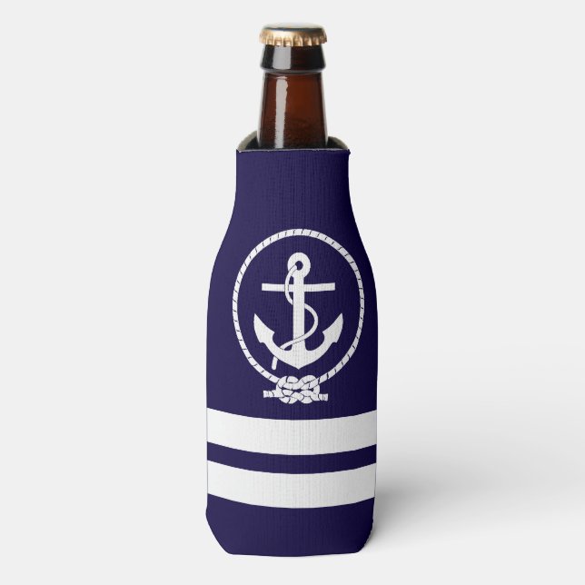 Very Cool Nautical Anchor Pattern Bottle Cooler (Bottle Front)