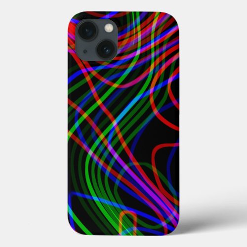 VERY COOL Neon Multicolored Curved Lines  iPhone 13 Case