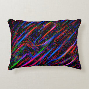 VERY COOL Neon Multicolored Curved Lines Decorative Pillow