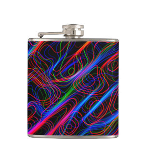 VERY COOL Neon Multicolored Curved Lines Flask